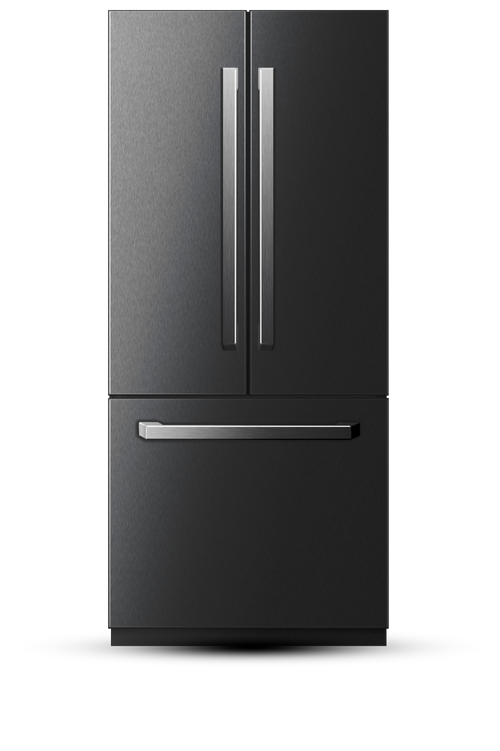 36" French Door Built-In Refrigerator with Freezer, Ice-Maker and Water Dispenser - Black Stainless Steel